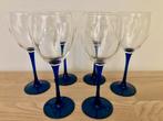 Wijnglazen blauwe voet 6 stuks Luminarc, Ophalen of Verzenden, Zo goed als nieuw
