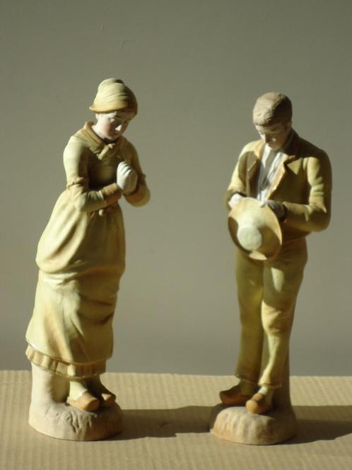 antiek paar angelus van MILLET biscuit porselein handbeschil, Antiek en Kunst, Kunst | Beelden en Houtsnijwerken, Ophalen of Verzenden