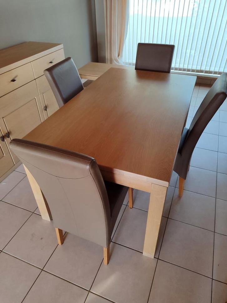 Eetplaats modern dressoir tafel 4 stoelen spiegel, Huis en Inrichting, Complete eetkamers, Ophalen