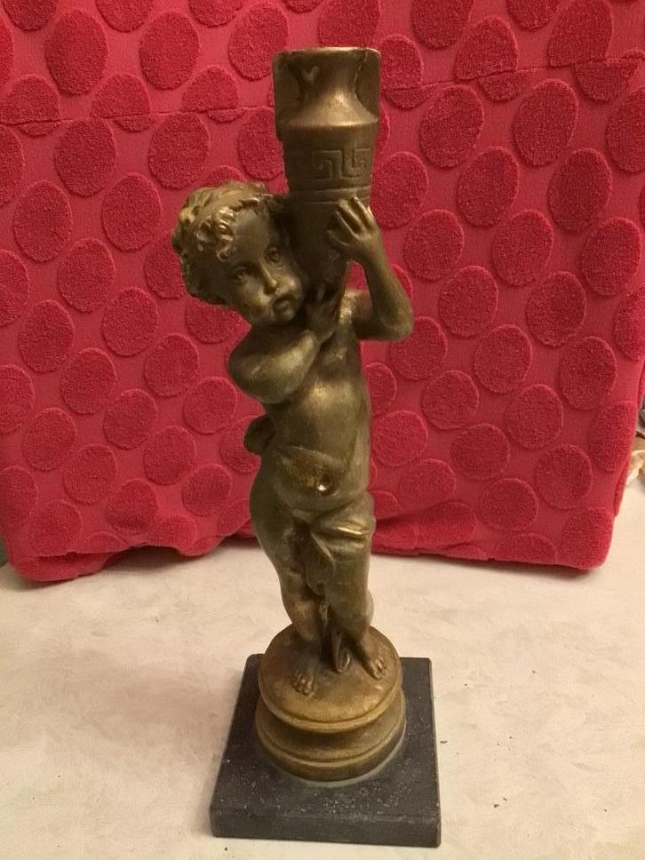 Oud beeld engel met Griekse amfora, Verzamelen, Beelden en Beeldjes, Ophalen of Verzenden