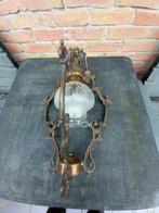 Vintage koperen hanglamp, Ophalen of Verzenden, Zo goed als nieuw, Glas
