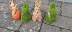 4 lapins de Pâques : 2 gazons artificiels, 1 paille à carott, Enlèvement ou Envoi, Pierre