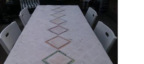 metalen buitentafel met mozaïek, Tuin en Terras, Tuintafels, Gebruikt, Vierkant, Metaal, Ophalen
