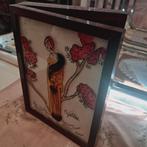 ART DECO, dame geschilderd op glas, Ophalen of Verzenden