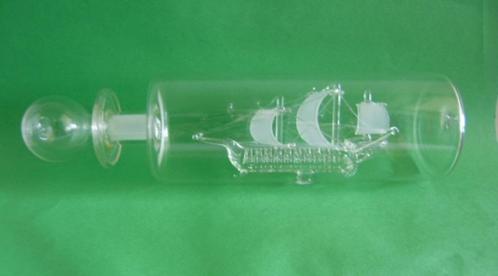 3-Mast zeilschip in cilinderfles gemaakt uit getrokken glas, Verzamelen, Scheepvaart, Nieuw, Schaalmodel, Zeilboot, Ophalen