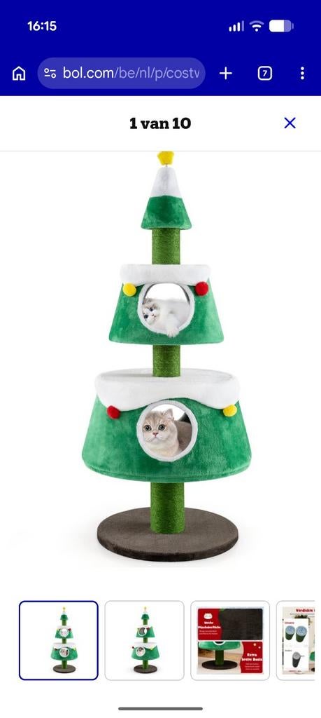 Kerstboom kattenpaal, Ophalen