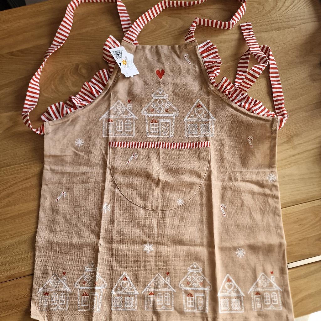 Schattige keukenschort Clayre & Eef S, Ophalen of Verzenden, Nieuw, Beige, Schort