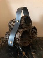 Vintage rieten flessenhouder jaren 70 – bar decor, Ophalen of Verzenden, Gebruikt