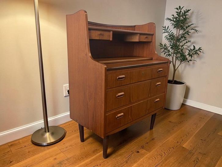 vintage Deense houten kast / secretaire / vanity meubel, Antiek en Kunst, Curiosa en Brocante, Ophalen