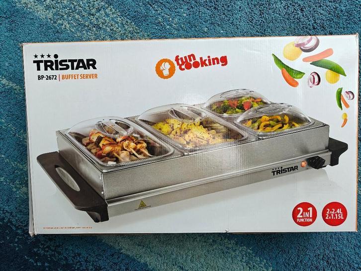 Buffetverwarmer Tristar BP-2672 – warmhoudplaat met 4 bakken, Maison & Meubles, Cuisine | Ustensiles de cuisine, Neuf, Enlèvement