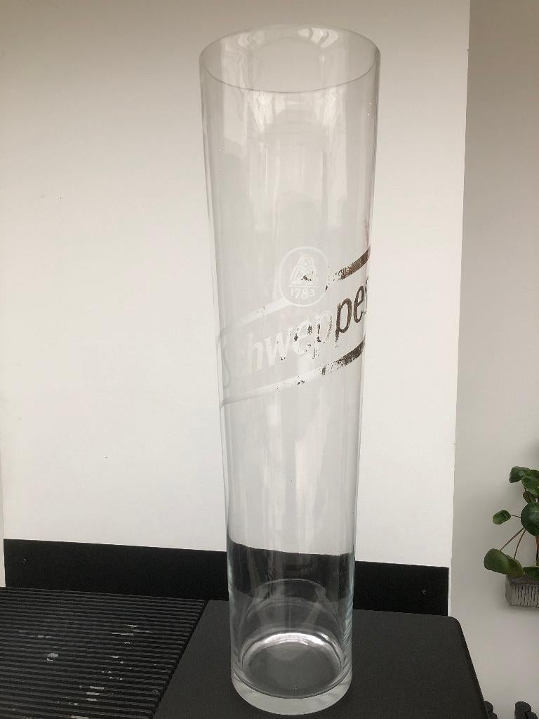 Grote glazen vaas van Schweppes 70 cm hoog, Enlèvement, Utilisé, Verre, 50 à 75 cm