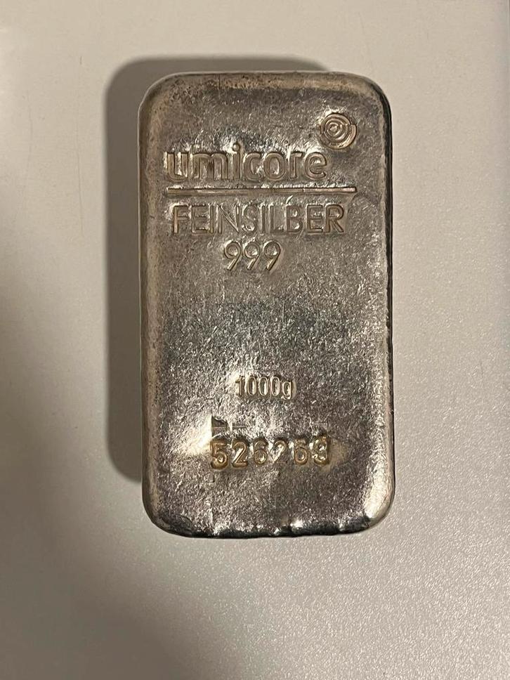 Kilo zilver 999 - Umicore, Postzegels en Munten, Edelmetalen en Baren, Zilver, Ophalen
