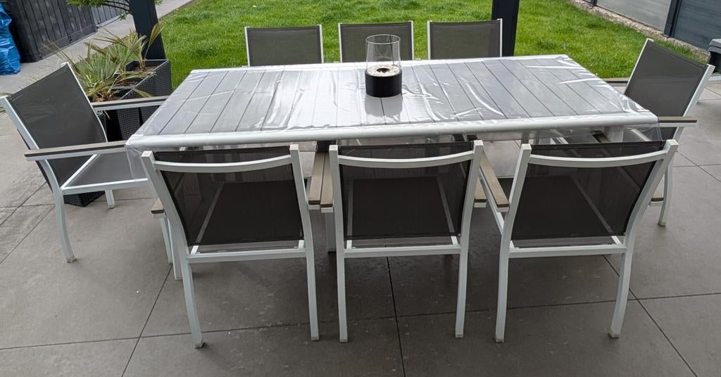 Ensemble jardin table et 8 chaises, Enlèvement, Aluminium
