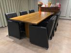 Eiken tafel met 6 stoelen, Ophalen, Gebruikt, 100 tot 150 cm, Maatwerk