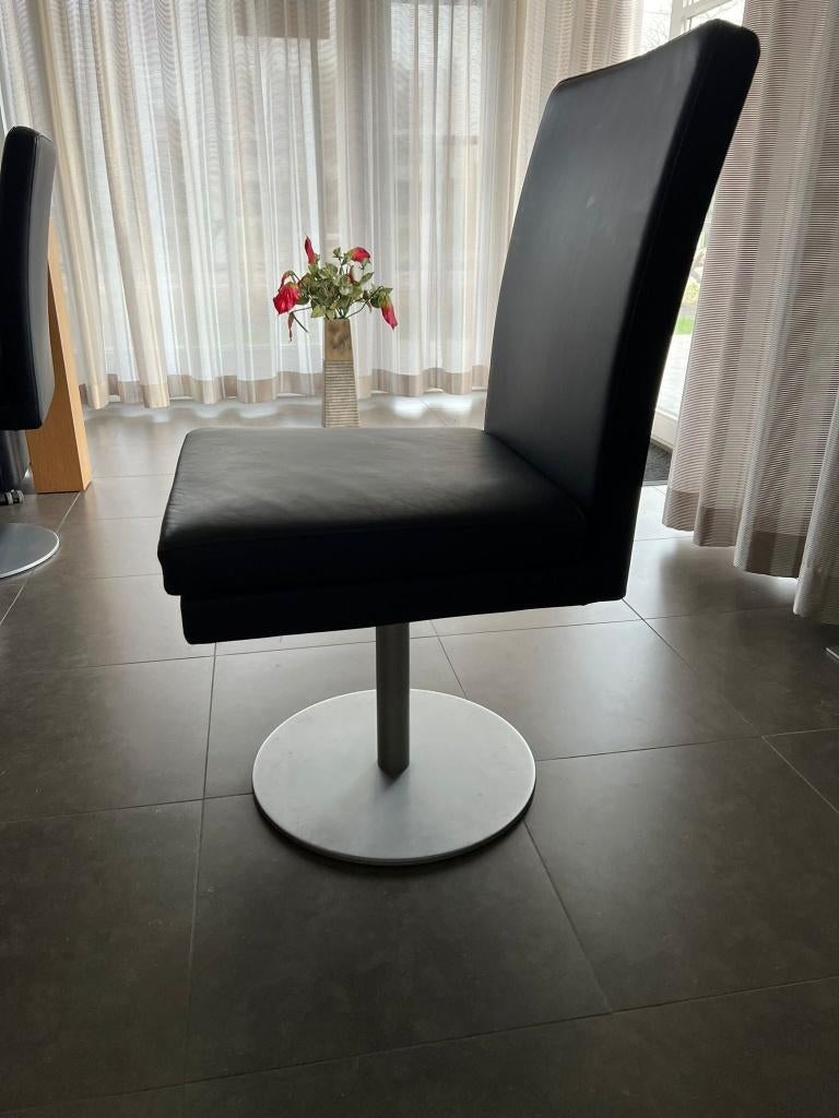 eetkamerstoel (6 stuks) merk Hulstra, Huis en Inrichting, Ophalen, Gebruikt, Zwart, Leer