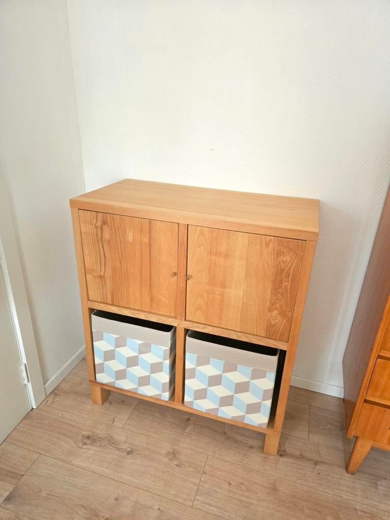 Houten opbergkast met bakken – compact & stevig, Ophalen, Met deur(en)