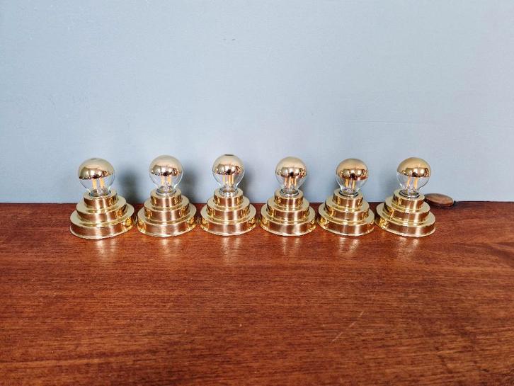 Set van 6 koperen wandlampen, 1970-80, Antiek en Kunst, Antiek | Verlichting, Ophalen of Verzenden