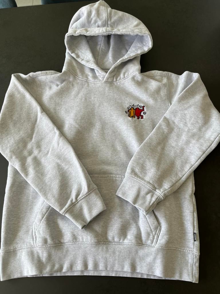 America Today licht grijze hoodie Keith Harring. mt 170-176., Ophalen of Verzenden, Gebruikt, Jongen, Trui of Vest