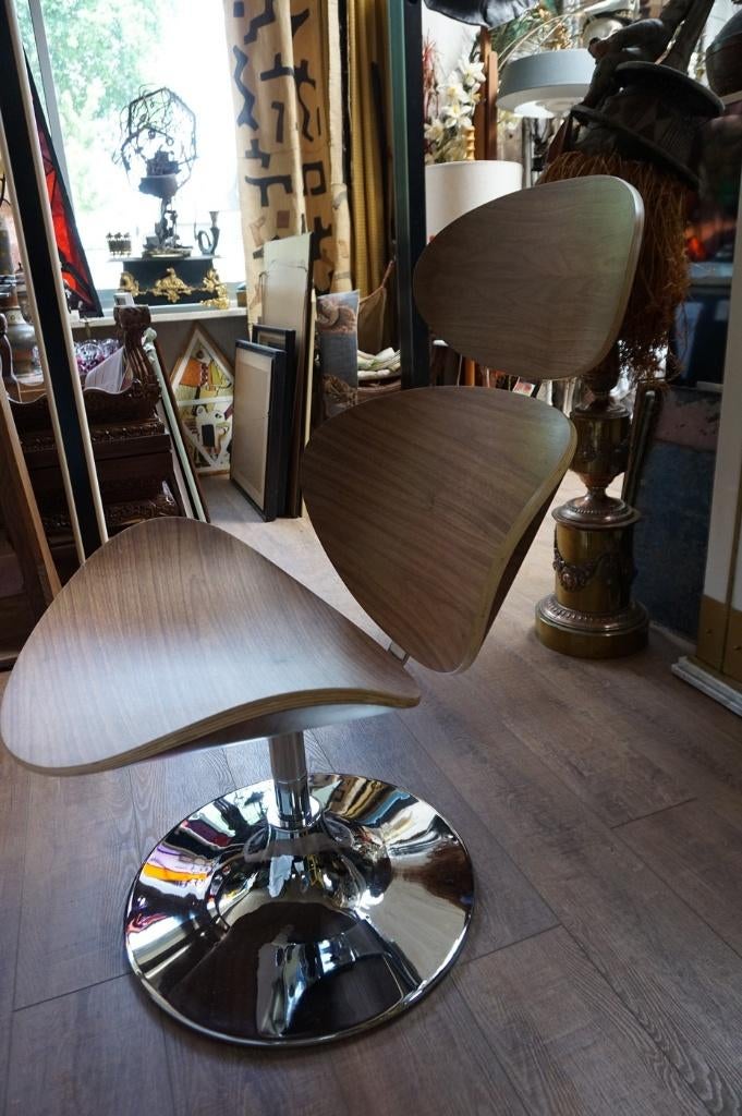 Deense Retro vintage stoel/ fauteuil van Dan-Form 'Çurve', Huis en Inrichting, Fauteuils, Zo goed als nieuw, Hout, Metaal, Ophalen