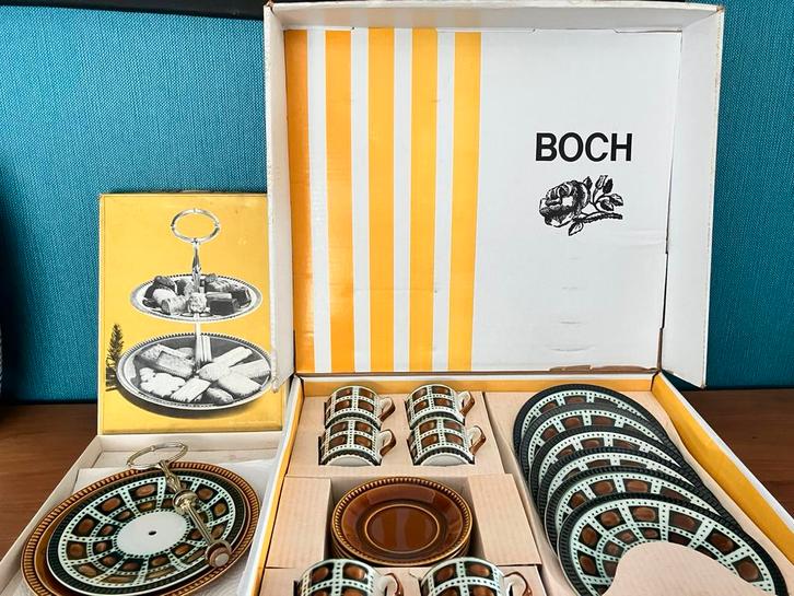 Boch Bernadette koffieservies 6 pers & etagere, Antiek en Kunst, Antiek | Servies compleet, Ophalen