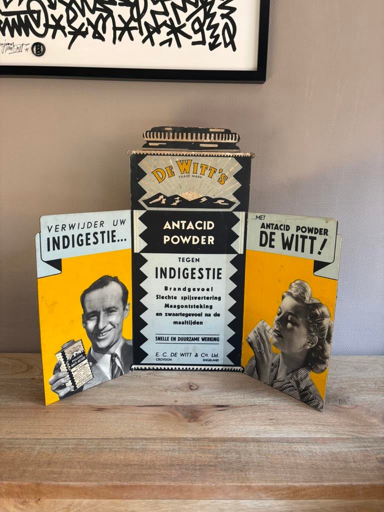 Vintage 1959 karton reclamebord, Ophalen of Verzenden, Gebruikt, Reclamebord