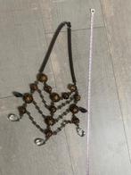 Bruine siersteentjes halsketting, Ophalen of Verzenden, Zo goed als nieuw, Overige materialen, Met strass