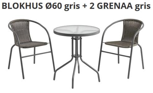 Table bistrot Ø 60 cm gris + 2 Chaises empilables, Neuf, Chaise, Aluminium, Enlèvement