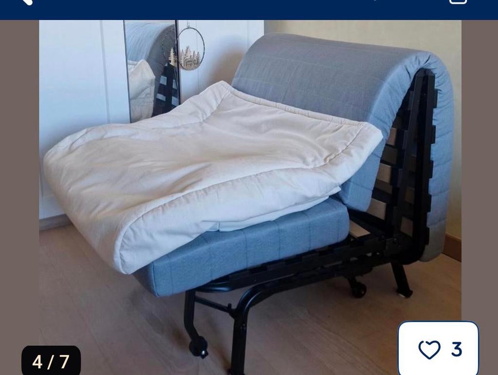 Canapé clic clac IKEA tres bonne etat, Maison & Meubles, Enlèvement, Comme neuf, Deux personnes, Bleu