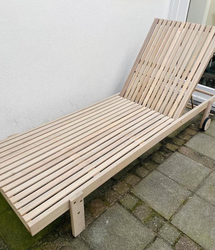 Ligstoel acaciahout, Tuin en Terras, Ligbedden, Zo goed als nieuw, Hout, Verstelbaar, Verrijdbaar, Ophalen