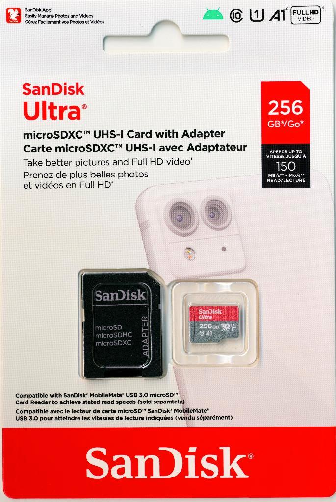 SANDISK MicroSDXC UHS-I KAART 256GB met ADAPTER- NIEUW, Audio, Tv en Foto, Foto | Geheugenkaarten, Nieuw, MicroSDXC, 256 GB, Ophalen of Verzenden