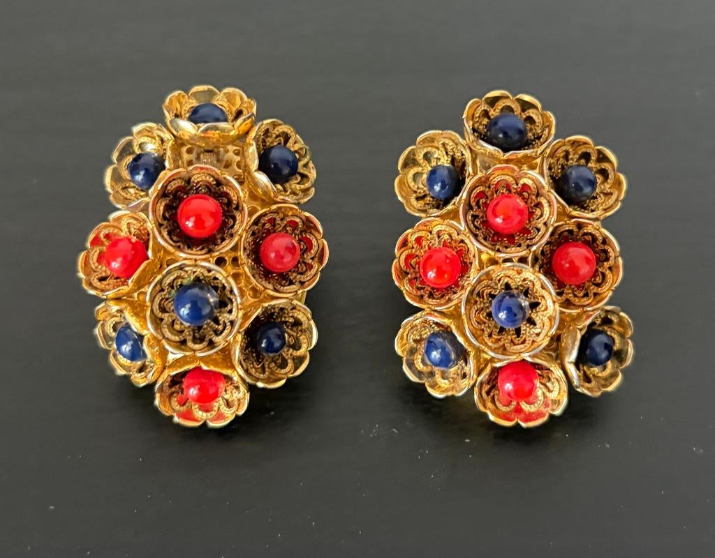 Paire de Boucles d'Oreilles Vintage 1970, Bijoux, Sacs & Beauté, Bijoux anciens, Enlèvement ou Envoi, Autres matériaux, Boucles d'oreilles