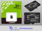 Kingston Canvas Select Plus microSD 64GB, TV, Hi-fi & Vidéo, Photo | Cartes mémoire, Neuf, MicroSD, 64 GB, Enlèvement ou Envoi