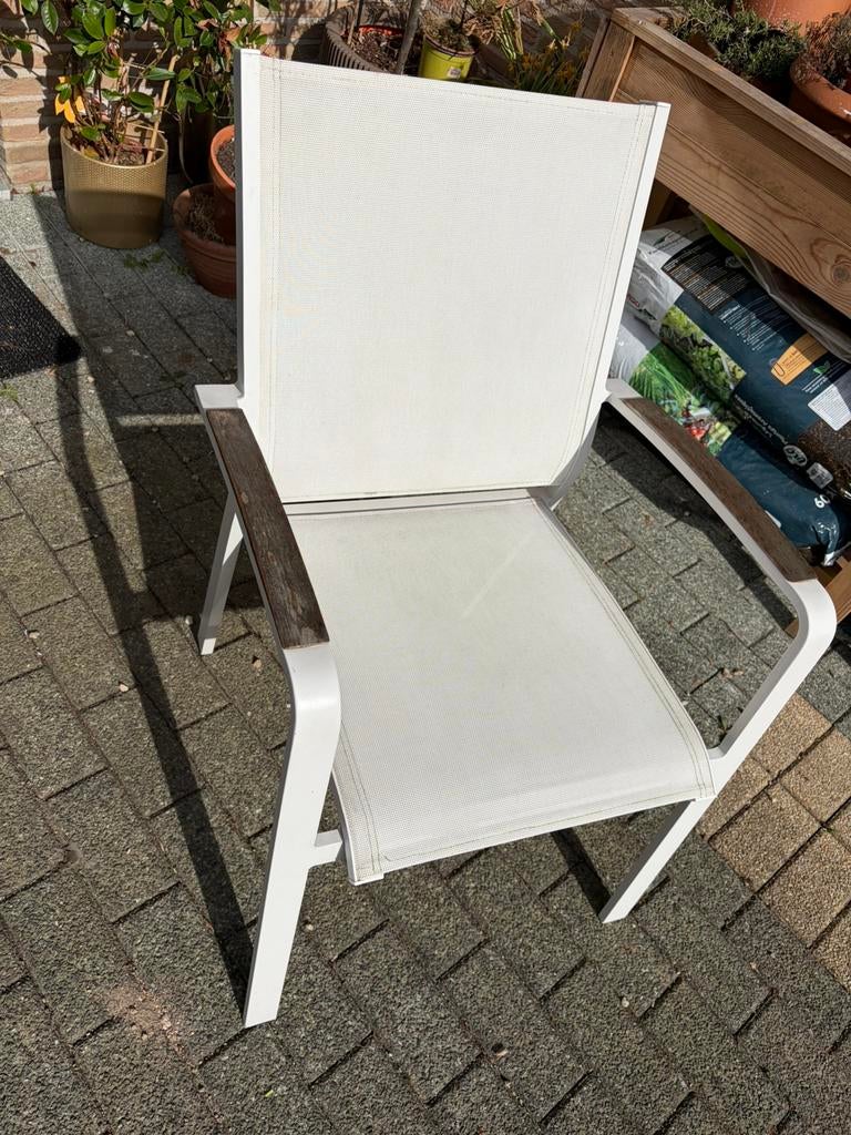 Tuinstoel wit - Bristol - 8 stuks, Tuin en Terras, Ophalen, Gebruikt, Aluminium, Stapelbaar