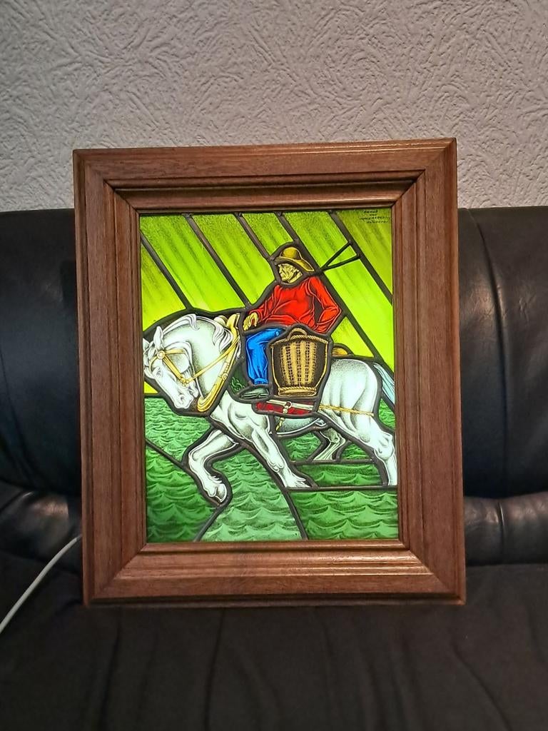 Frans van immerseel - glas in loodraam met verlichtingskast, Ophalen of Verzenden