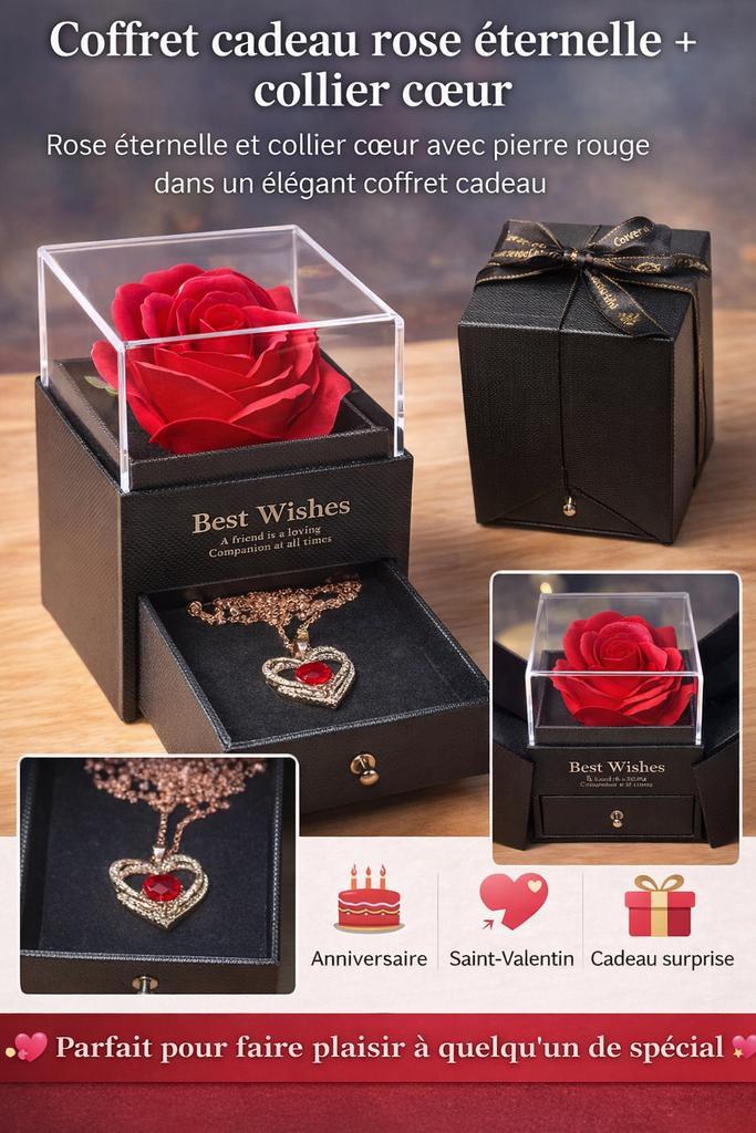 Coffrer fleur éternel et collier, Handtassen en Accessoires, Uiterlijk | Parfum, Nieuw, Ophalen of Verzenden