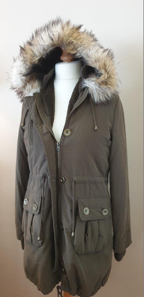 Yessica kaki jack met capuchon - Maat 38, Kleding | Dames, Jassen | Winter, Zo goed als nieuw, Maat 38/40 (M), Overige kleuren