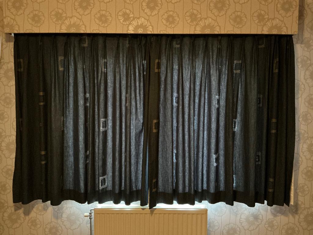 Blauwe overgordijnen - gevoerd, Huis en Inrichting, Stoffering | Gordijnen en Lamellen, Gebruikt, 150 tot 200 cm, 200 cm of meer