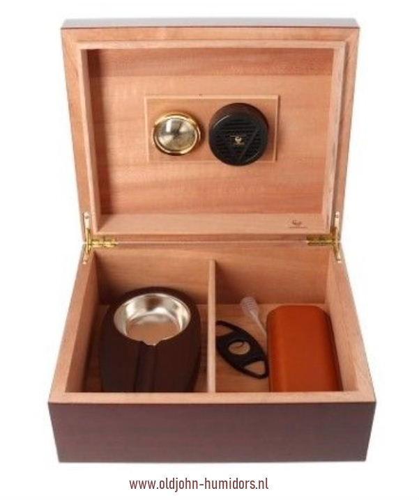 HUMIDOR STARTSET GIFTSET MET ASBAK LEREN KOKER KNIPPER   h73, Verzamelen, Rookartikelen, Aanstekers en Luciferdoosjes, Nieuw, Tabaksdoos of Verpakking