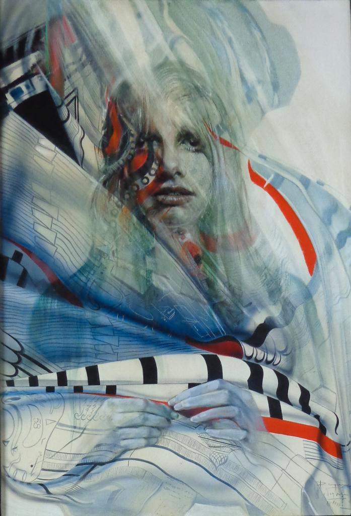 ROGER VAN BELLEGHEM / VROUWENPORTRET OLIEVERF DOEK 103x72cm, Antiquités & Art, Art | Peinture | Moderne, Enlèvement