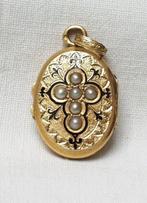 Locker fotohouder goud antiek juweel., Handtassen en Accessoires, Antieke sieraden, Ophalen of Verzenden, Goud, Hanger