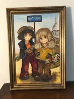 schilderijtje  2 kinderfiguren  jaren '70, Antiek en Kunst, Kunst | Schilderijen | Klassiek, Ophalen