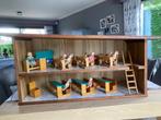 Houten poppenhuis met toebehoren, Verzamelen, Poppenhuizen en Toebehoren, Ophalen, Gebruikt, Poppenhuis