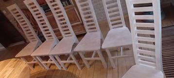 6 stoelen in wit geoliede teak beschikbaar voor biedingen