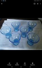 6 antieke blauwe dessertbekers, Ophalen of Verzenden, Zo goed als nieuw