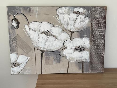 bloemen op canvas trio, Huis en Inrichting, Woonaccessoires | Schilderijen, Tekeningen en Foto's, Zo goed als nieuw, Ophalen