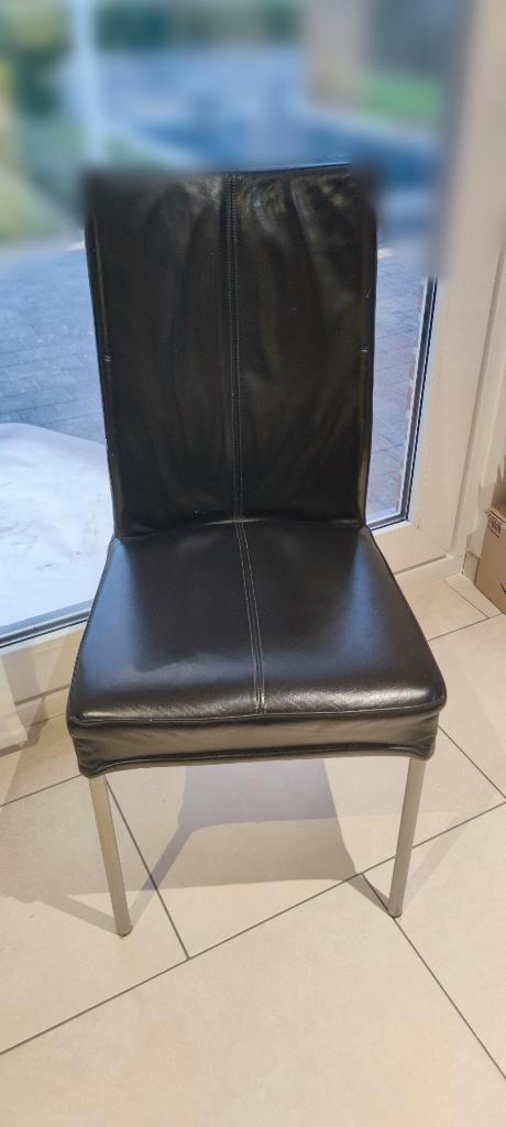 Echte Leren Stoelen 4 stukken beschikbaar, Huis en Inrichting, Stoelen, Gebruikt, Vier, Leer, Zwart, Ophalen