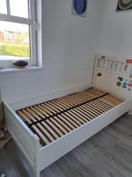 Wit houten éénpersoonsbed, Huis en Inrichting, Slaapkamer | Bedden, 100 cm, Gebruikt, Eenpersoons, Wit