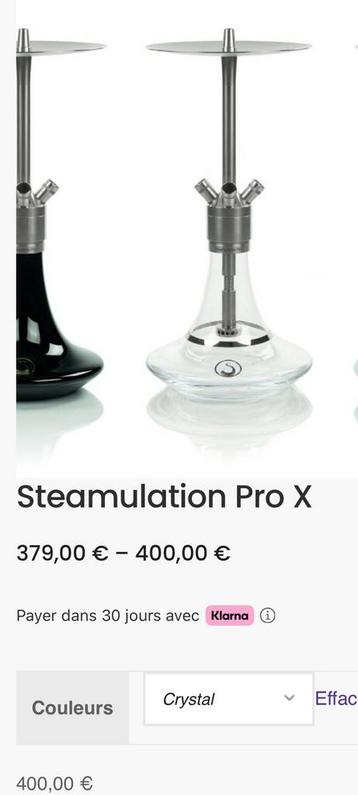 Chicha Steamulation Pro X Crystal avec accessoires complets  beschikbaar voor biedingen