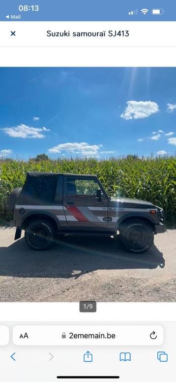 4x4 Suzuki sj 413, Autos, Achat, Cabriolet, Boîte manuelle, 1300 cm³