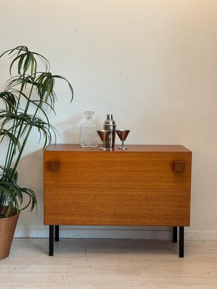 Vintage midcentury barkastje drankenkastje teak 1960, Huis en Inrichting, Barren, Zo goed als nieuw, Ophalen